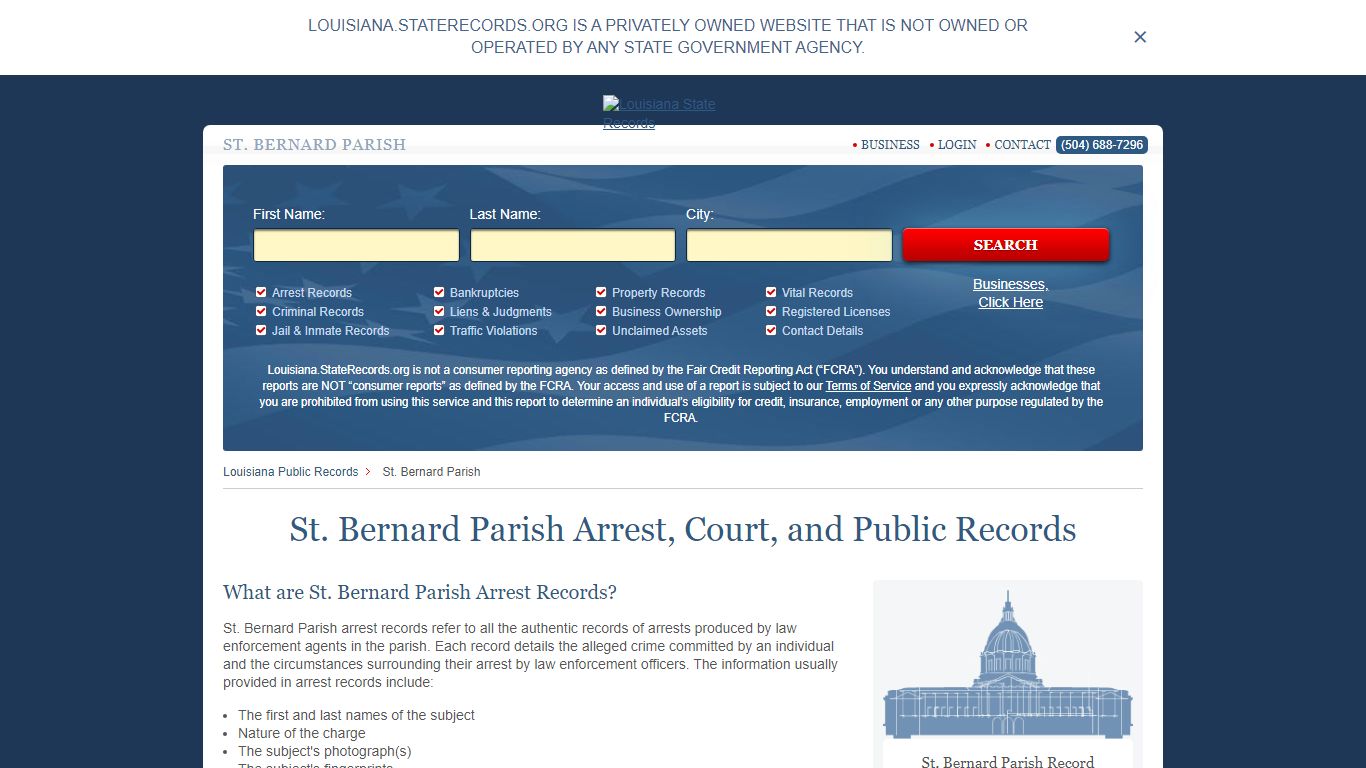 St. Bernard Parish Arrest, Court, and Public Records