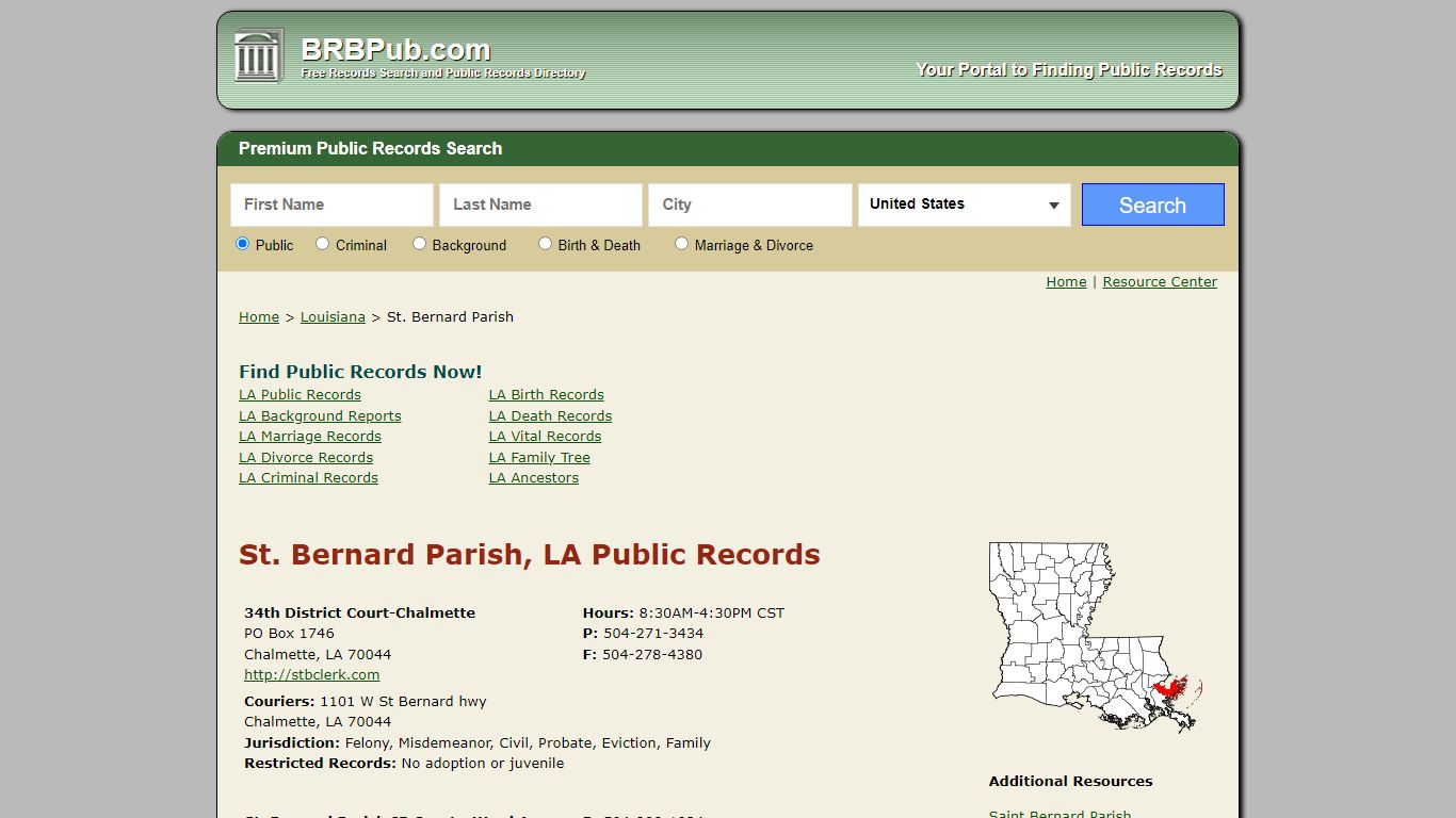 St. Bernard Parish, LA Public Records - BRB Pub