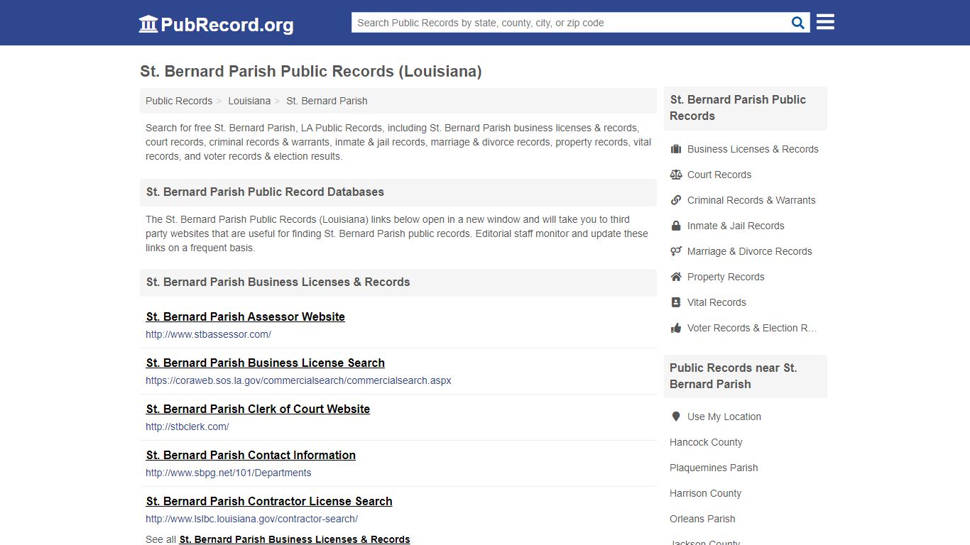 St. Bernard Parish Public Records (Louisiana) - PubRecord.org